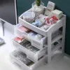 Bins 1PC transparent Kunststoff vier Schicht drei Schubladen Desktop -Schubladenstil Kosmetischer Aufbewahrungsbox -Schminktisch Speicherregal