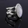 Bröllopsringar Sterling Silver 925 Simple Natural Moonstone Ring Womens Engagement Wedding Ring Fashion Jewelry Ring Q240315