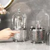 Contrôle de brossage de maquillage des bacs avec couvercle 360 ​​Contrôle de brosses de maquillage à poussière transparente en rotation pour le stockage cosmétique de salle de bain de bureau de vanité
