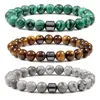 19 couleurs 8mm bracelet en pierre naturelle bracelet de thérapie magnétique pierre de lave noire bracelet de calcul biliaire noir bracelet de malachite en pierre volcanique pour femmes hommes bracelet