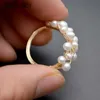 Cluster Rings Handmade Natural Pearl Roundle Beads Wire Wrapped Lacework Multi Rows Rings Fashion Woman Jewelry L240315