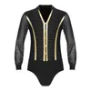 Stadiumkleding Heren Ballroom Samba Latin Danskostuum Sparkle Strass bodysuit V-hals Sheer Mesh Gymnastiek Turnpakje Prestaties Dancewear