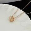 Designer tiffay and co AtIas Roman Double Ring Necklace for Women 18k Gold Rose Circle Number V Lock Bone Chain High Grade Minimalist