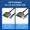 Conectores de cabo USB 3.0 tipo C para SATA de até 6 Gbps para disco rígido externo HDD SSD de 2,5 polegadas SATA 7 + 15/22 pinos Cabos SATA 23 CM