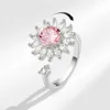 Anello con diamante zircone AAA a forma di fiore colorato in edizione coreana