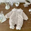 Hiver peluche épaissir bébé barboteuse enfant en bas âge filles garçons combinaison s body bébé rembourré épaissi ramper Suit240311