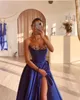 Robe de bal élégante ligne A, bleu Royal, perles, chérie, robes de soirée, plis, fente formelle, longue, robe de soirée pour occasions spéciales, YD