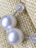 Boucles d'oreilles à tige 11-12 mm rondes naturelles Akoya perle blanche argent 925 18 carats