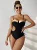 Maillots de bain pour femmes Push Up Taille sans taille Noir One Piece Maillot de bain Femmes Sac dur Underwire 2024 Maillot de bain Monokini Triquini Mulhe