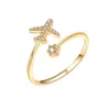 Fashionabla kvinnors flygplan Zircon Open Ring, Wind Plated Gold Ring smycken för kvinnor