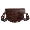 Axelväskor mode kvinnor alligator korn sling retro klassisk pu läder crossbody casual elegant messenger damer handväskor