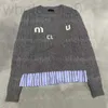 Maglioni da donna Maglioni firmati Maglioni lavorati a maglia da donna Top Nastro a righe impiombato Manica lunga Girocollo Pullover Classico Ricamo Slim Moda Autunno Top Grigio SODS