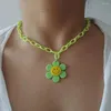 Pendant Necklaces ZX Large Sunflower Face Pendants Necklace For Women Handmade Acrylic Chain Chokers Girls Fashion Jewelry Wholesale