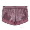 Underpants Sexy Men Soft Satin Lingerie Elastic Waistband Underwear Solid Color Panties Low Rise Side Split Boxers Shorts Briefs