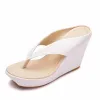 Crystal Queen Platform Wedges Sandals Wedges Flip Flops High Heel Sandals Slippers White Beach Sandals Bohemia Flip Flops Pink 201021