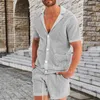 Fatos masculinos masculinos camisa havaiana conjunto novo verão frio seda sólida manga curta camisa de praia dos homens 2 peças conjunto ropa hombre q240314