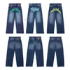 Europaamerican Marka dżinsy mężczyźni kobiety ins explosion modele marka dżinsów spodnie uliczne projektowanie osobowości drukowania dżinsów 240228