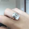 Bröllopsringar 925 Sterling Silver Yellow Gold Engagement Emerald Cut Ring Simulated Diamond Bridal Women Jewelry Lover Q240315