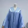 Ethnic Clothing Shiny Satin Open Abaya Women Batwing Sleeve Ramadan Muslim Long Dress Kimono Gulf Outwear Cardigan Islam Turkish Modest