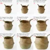 Baskets Seagrass Wicker Woven Storage Basket Planting Flower Pot Folding Organizer Laundry Basket Home Garden Belly Mimbre Basket