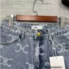 Damesjeans Hoge versie CE Home 24SS vroege lente klassieke Triomfboog jeans met volledige print A-lijn shorts met hoge taille ITOM