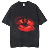 Men's T Shirts Men Streetwear 2024 T-Shirt Flaming Evil Eye Graphic Casual Black Shirt Unisex Harajuku Tshirt Cotton Tops Tees Hipster Y2K