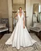 Satynowa suknia ślubna ślubna 2023 Big Bow A-line Punging Vest Vestidos de Novia Beach Garden Castle Chapel De Mariee Order-to-Made Ivory White YD