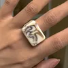 18 mm proste geometryczne kwadratowe pierścionki z żywicy akrylowej dla kobiet moda Y2K dziewczęta koreańskie koreańskie pierścień imprezowy prezenty biżuterii 240311