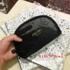 Fashion designer storage bag, black transparent mesh, letter logo, large capacity zipper, makeup bag, lipstick, portable toiletries, travel toilets