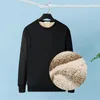 Sweat à capuche pour hommes, doublure en peluche épaisse, sweat-shirt à col rond, doublure polaire thermique avec col rond, pour Streetwear