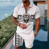 Heren trainingspakken Modieuze zomer heren poloshirt met korte mouwen set sportjas camouflagekleding 2-delige casual set straatkleding Q240314