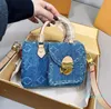 7A designer denim bag womens mini bag jacquard embroidered speed handbag fashion Bag women shoulder crossbody bags