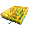 wholesale Grand prix 10x10x2mH (33x33x6.5ft) avec labyrinthe gonflable de ventilateur, parcours d'obstacles carré, jeu de labyrinthe extérieur pour enfants et adultes