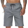 Pantalones cortos para hombre, pantalones atléticos para correr con cordón informal liso de verano, ligeros, de cintura elástica de alta calidad, Cargo
