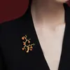 Brooches Exquisite Persimmon Brooch Women's Suit Neckline Clothes Accessories Lucky Red Fruit Tree Enamel Pin Luxury Corsage Jewelry 6153