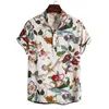 Mens clothing 2024 summer new European size mens floral short sleeved shirt for men