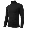 T-shirts pour hommes hiver sous-vêtements thermiques couche de base décontractée mince col roulé à manches longues hauts pull T-shirt vêtements élastiques pyjamas