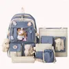 Школьные сумки, 5 шт., милые женские рюкзаки, рюкзак с несколькими карманами для студентов, девочек, Kawaii, набор книг для ноутбука, Mochilas
