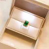 Fedi nuziali Set di gioielli di giada di lusso Moda Donna Sposa Zircone Pietra verde Orecchini Set Anello di gioielli da donna Q240315