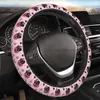 Couvre-volant Halloween Citrouilles roses Couverture en néoprène Anti-dérapant Accessoire de voiture Universel 15 pouces Fit la plupart