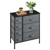 Drawers 7Drawer Fabric Storage Tower with Black Metal Frame, Dark Gray kitchen storage, A drawer in the living room