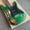 Hot Sale Antique Electric Guitar, Metal Green och Black Guard Board, riktiga foton