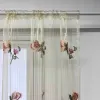 Cortinas rústicas europeias luxuosas brilhantes com fios de ouro bordados florais transparentes para sala de estar, quarto, tratamento de janela, haste de bolso