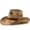 Bérets soleil naturel femmes été chapeaux faits à la main hommes Cowboy paille filles Vintage plage Panama Chapeu Feminino Fedoras Jazz chapeau