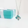 Designer 925 sterling silver tiffay and co gift box necklace plated with 18K platinum blue bow pendant collarbone chain