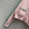 Maglieria da donna Moda primaverile Cashmere con cerniera con cappuccio Design corto Maglione dolce Donna Tasche a righe a contrasto verde rosa Maglieria casual