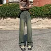 Dżinsy damskie jasnoniebieski wąski wąski wersja szerokiej nogi kobiety 2024 Małe dziewięciominutowe spodnie o wysokim dobieniu luźnej drapej prostej