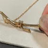 Designer HANDI High Quality Jewelry tiffay and co Knot Series Diamond Rose Gold Necklace Flat Replacement Straight