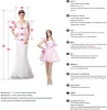 na sukienki na studniówek urodzinowy klejnot klejnot kryształowy Long Tail Gown Pink Carzy Gala Vestido de novia