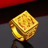 REAL 100% PURE 14K GULD FÄRG DRAGON EAGLE RING FÖR MÄN BRODER KVINNER SMEWELY OPANGEGREMENT Wedding Finger Rings De 14 K 240227